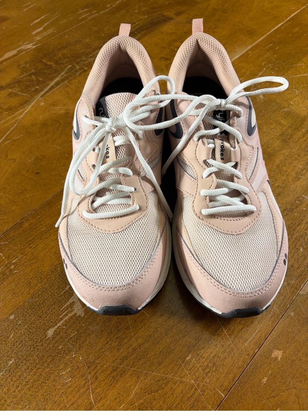 Ryka Blush Pink and White Lace-Up Women's Sneakers